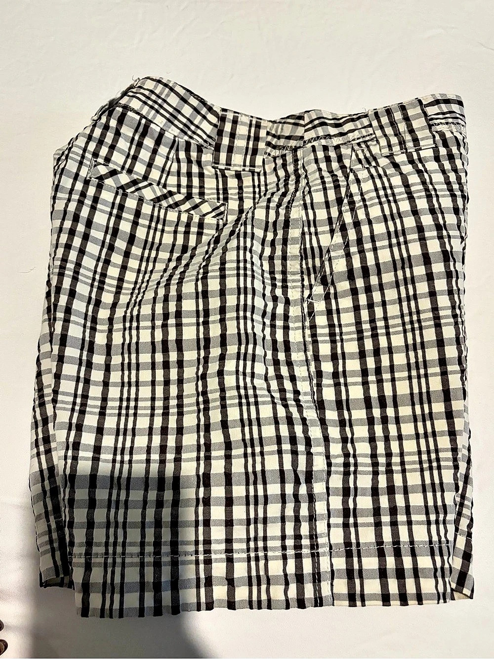 Plaid Bermuda Shorts in Black & White Like New